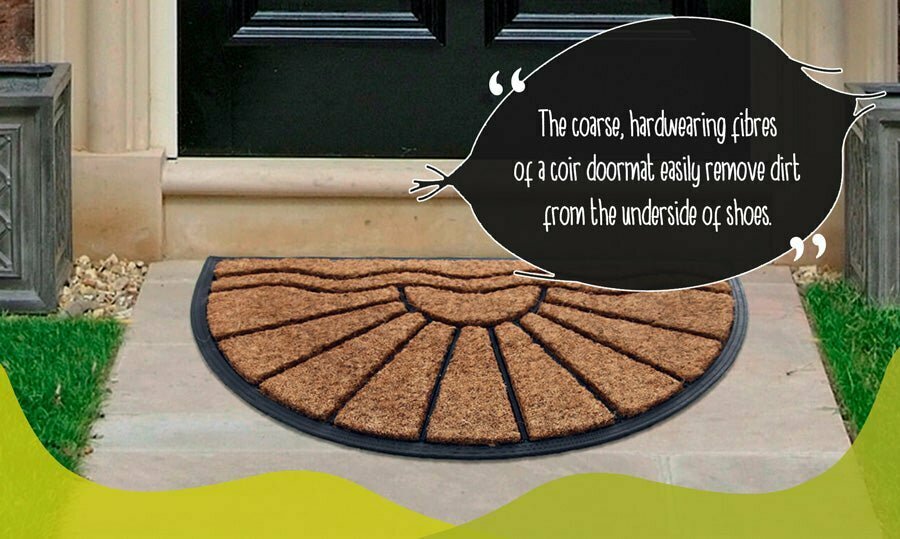 Clean coir door mat in good condition by door