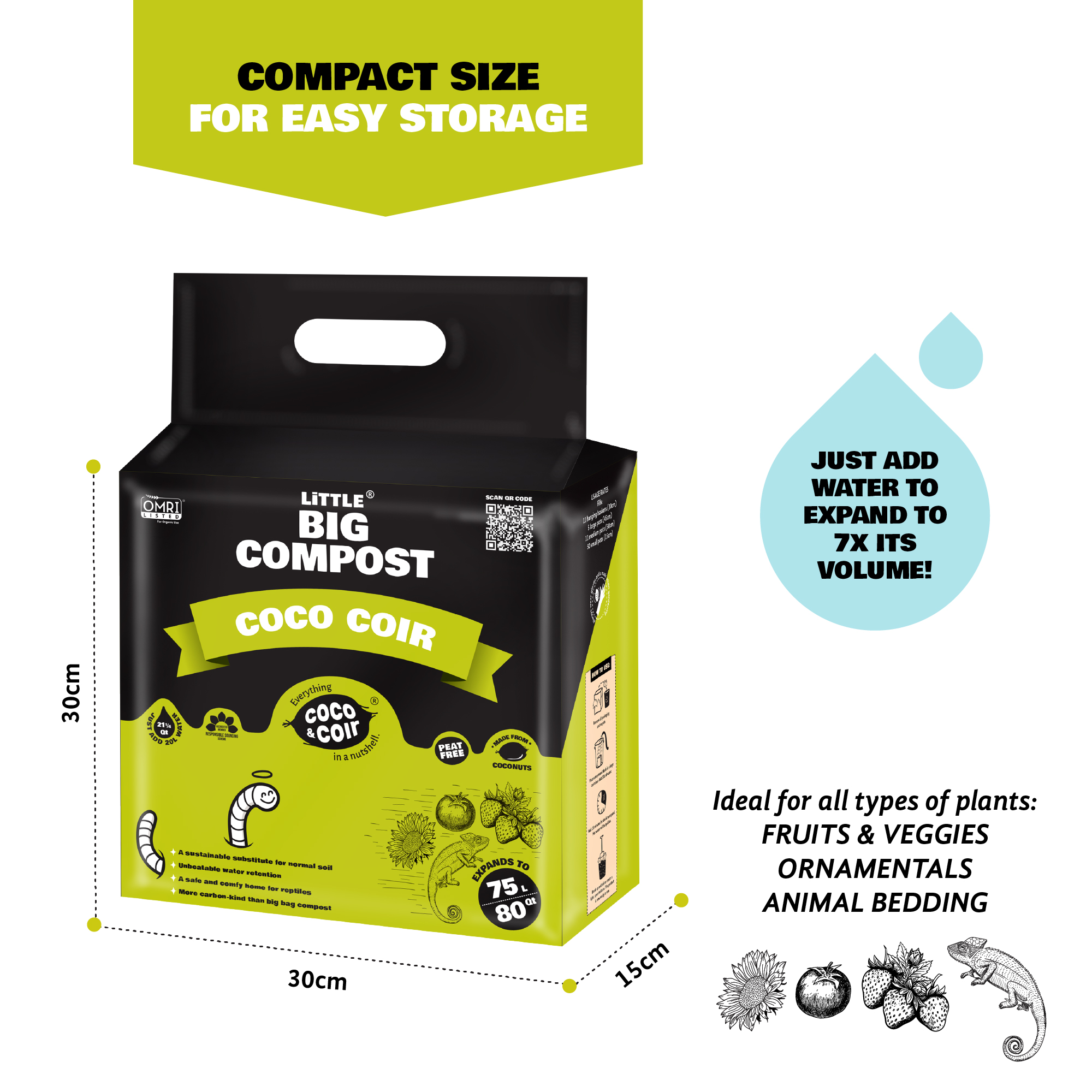 Coir Compost - 75L - 100% organic