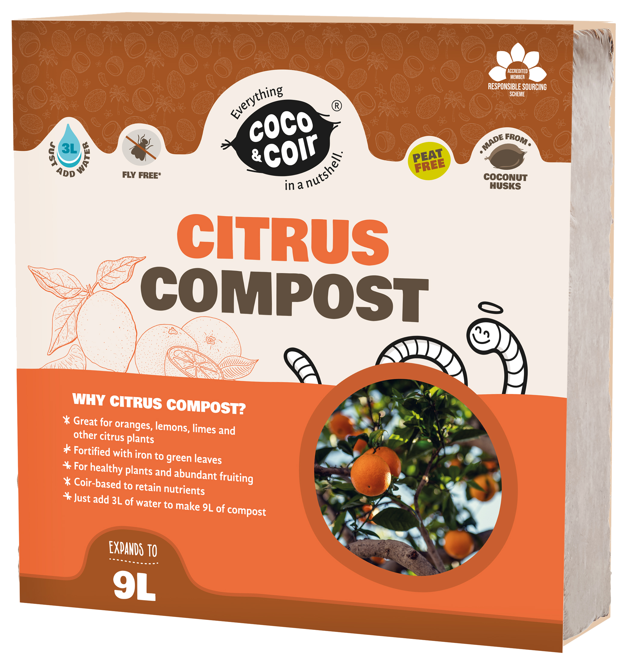 Citrus Compost (9L) - Coir With Iron Enriched Plant Feed